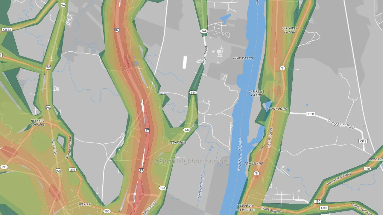 Cedar Hill, NY Map of Noise Levels in Cedar Hill