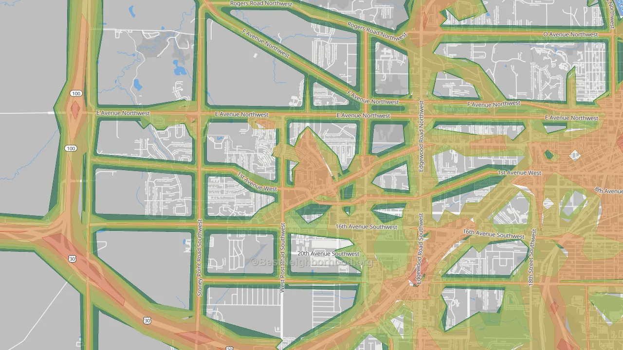Cedar Hills, Cedar Rapids, IA Map of Noise Levels in Cedar Hills