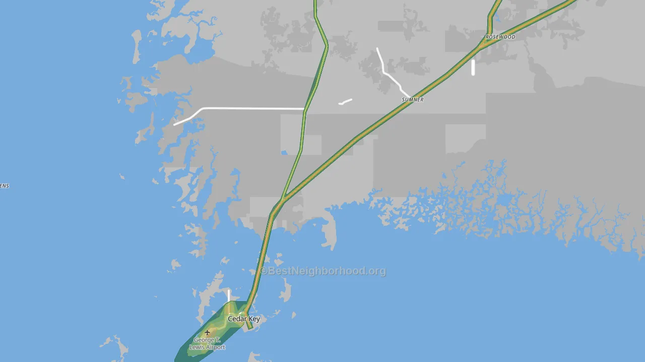 Cedar Key, FL Map of Noise Levels in Cedar Key