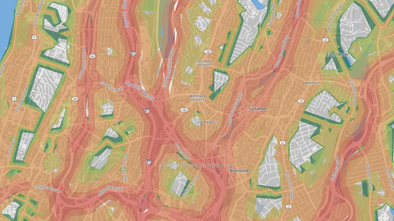 Cedar Knolls, Bronxville, NY Map of Noise Levels in Cedar Knolls