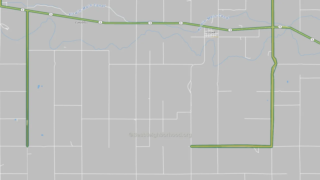 Cedar, KS Map of Noise Levels in Cedar