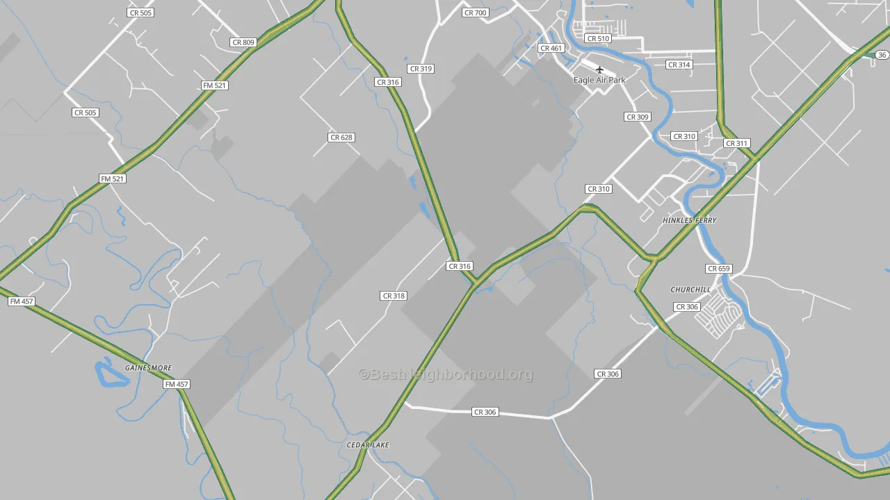 Cedar Lake, TX Map of Noise Levels in Cedar Lake