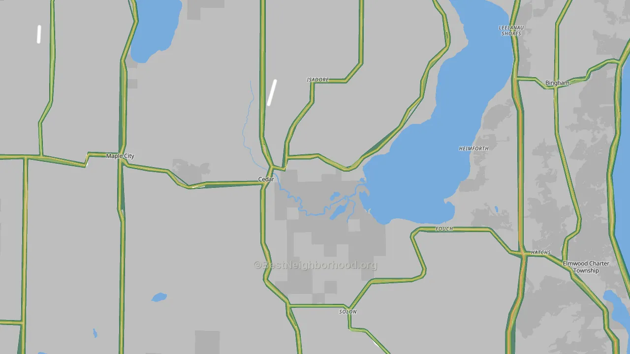 Cedar, MI Map of Noise Levels in Cedar