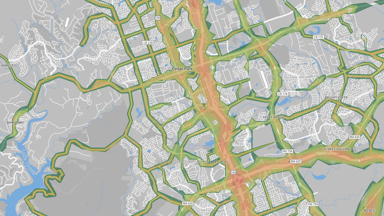Cedar Park, TX Map of Noise Levels in Cedar Park