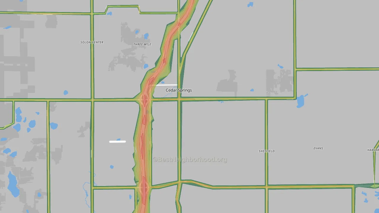 Cedar Springs, MI Map of Noise Levels in Cedar Springs