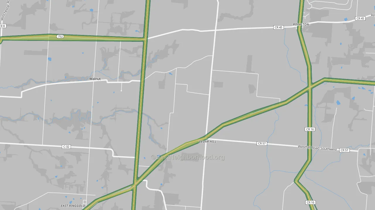 Cedarhill, OH Map of Noise Levels in Cedarhill