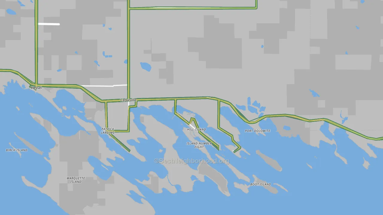 Cedarville, MI Map of Noise Levels in Cedarville