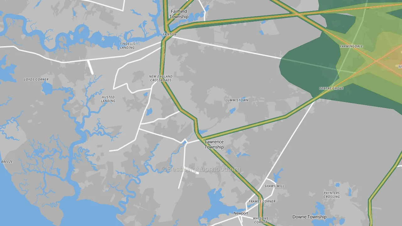 Cedarville, NJ Map of Noise Levels in Cedarville