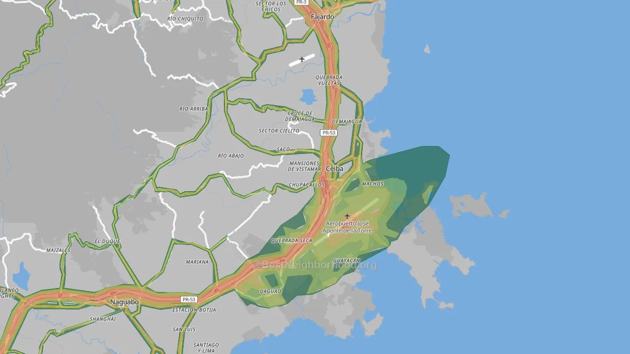 Ceiba Municipio, PR Map of Noise Levels in Ceiba Municipio