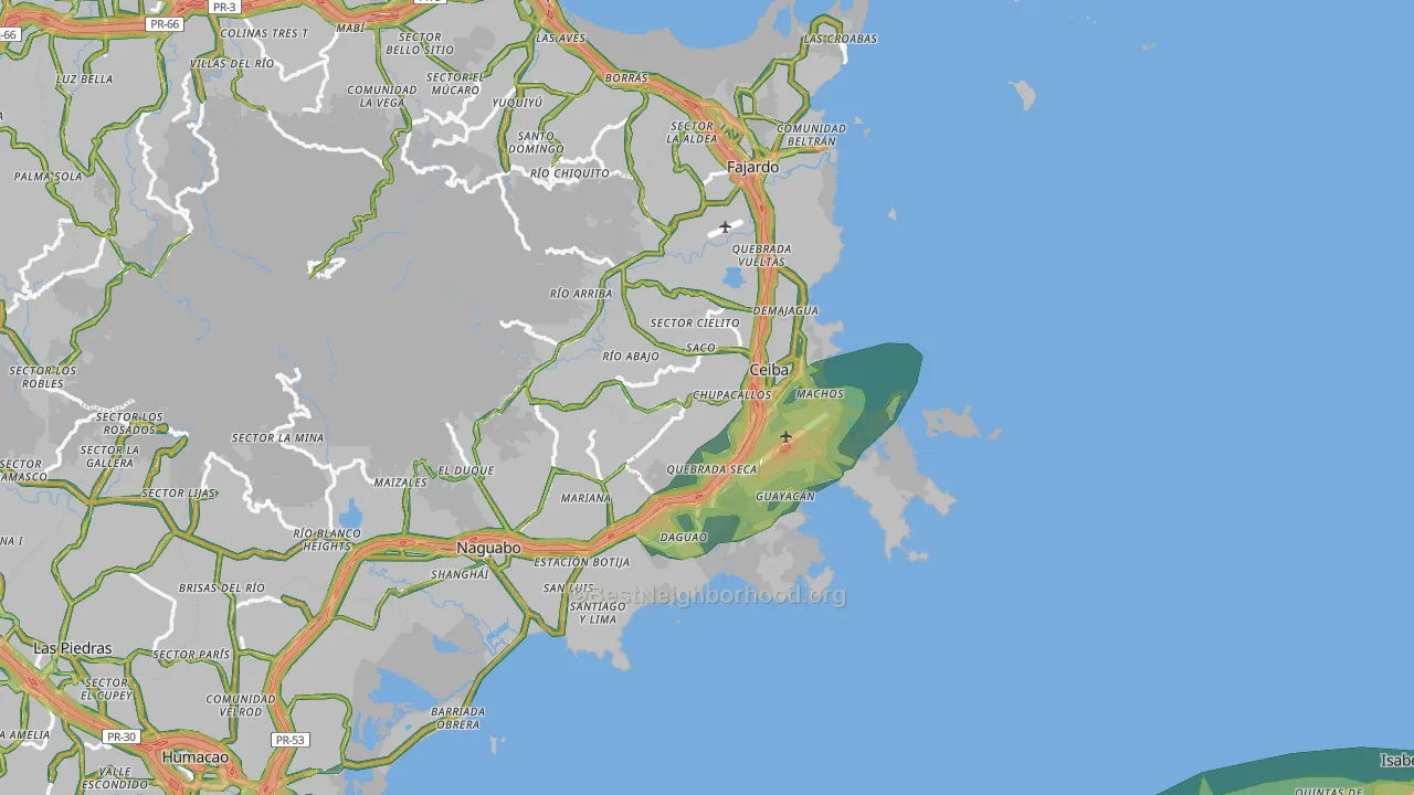 Ceiba, PR Map of Noise Levels in Ceiba