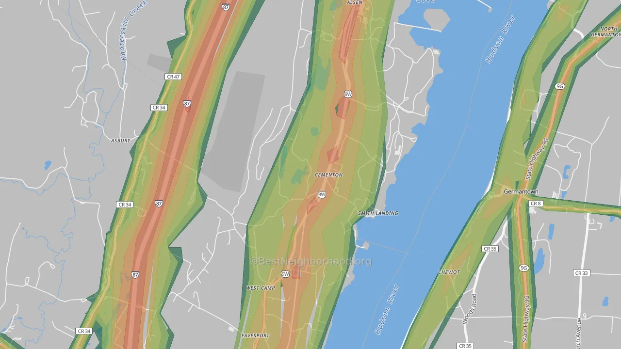 Cementon, NY Map of Noise Levels in Cementon