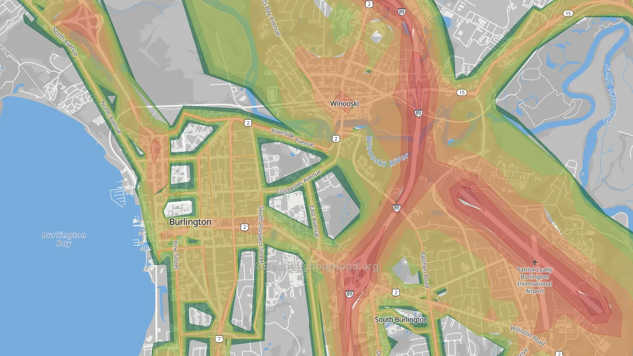 Centennial, Burlington, VT Map of Noise Levels in Centennial