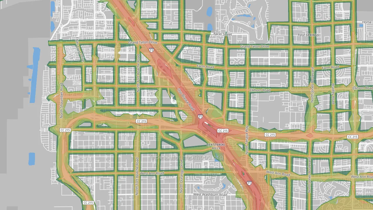 Centennial Hills, Las Vegas, NV Map of Noise Levels in Centennial Hills
