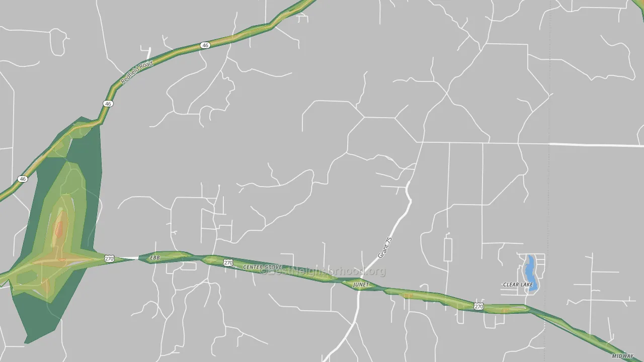 Center Grove, AR Map of Noise Levels in Center Grove