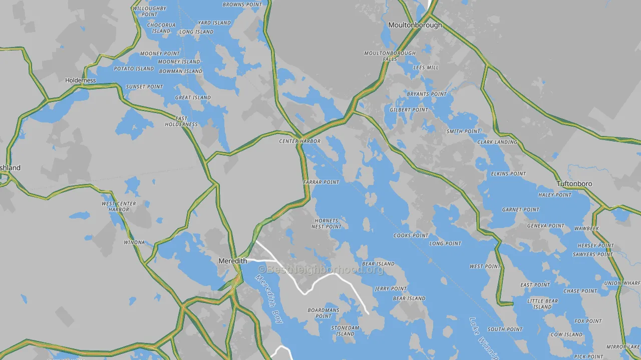 Center Harbor, NH Map of Noise Levels in Center Harbor