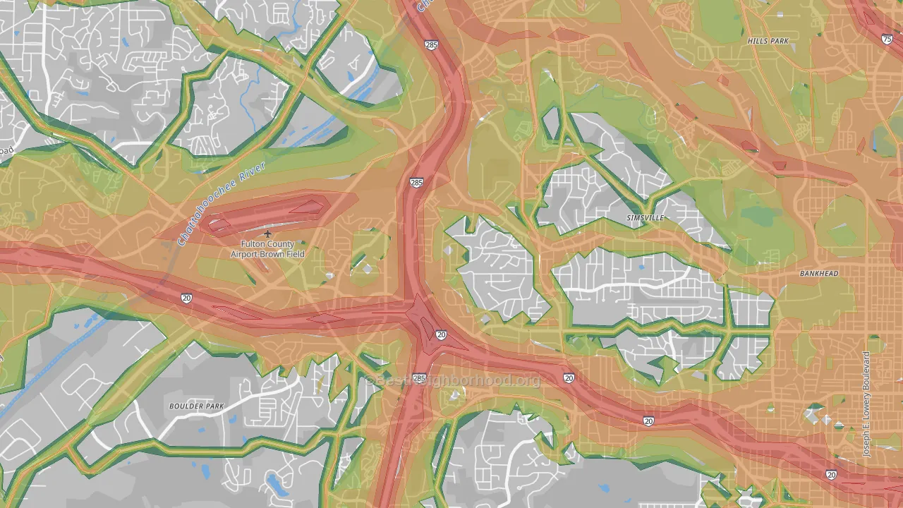 Center Hill, Atlanta, GA Map of Noise Levels in Center Hill