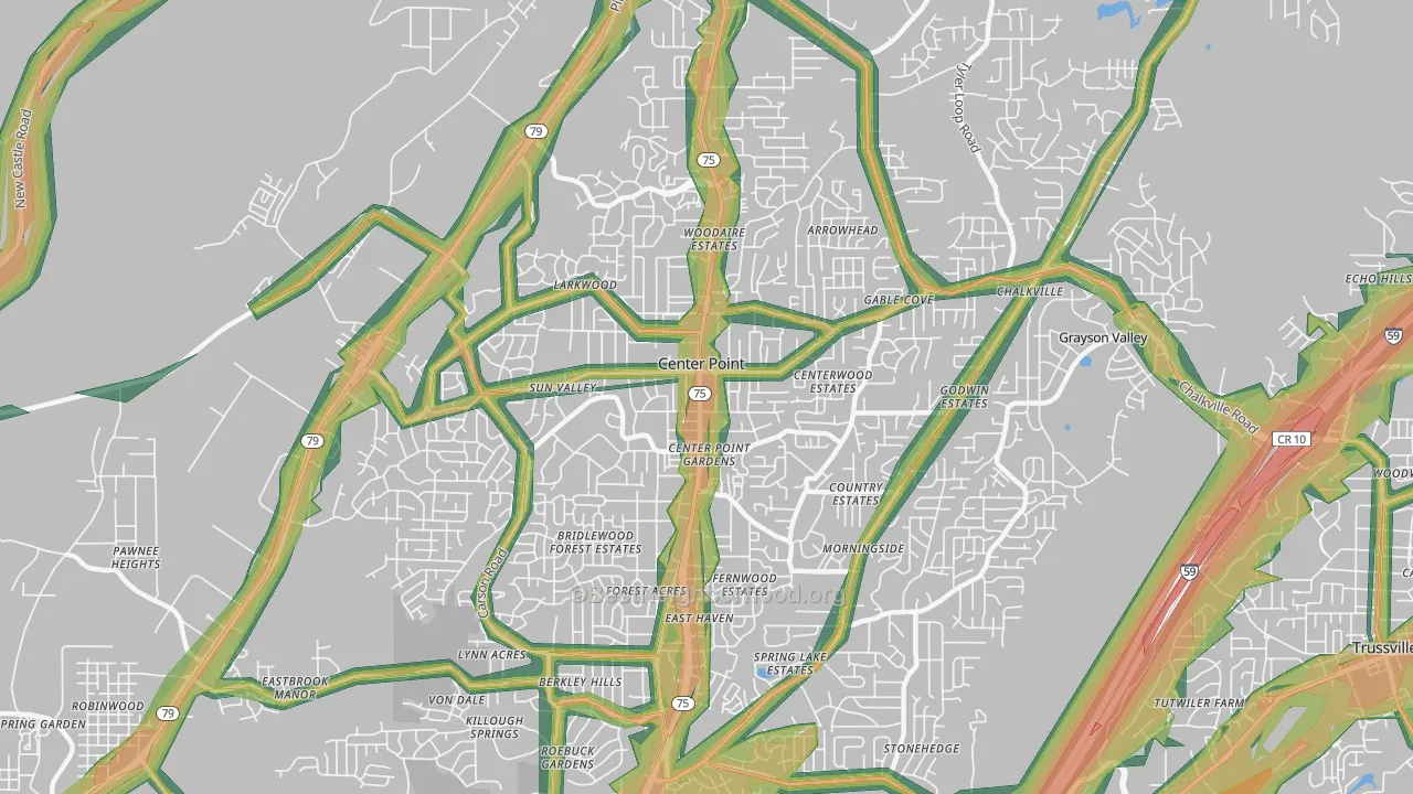 Center Point, AL Map of Noise Levels in Center Point