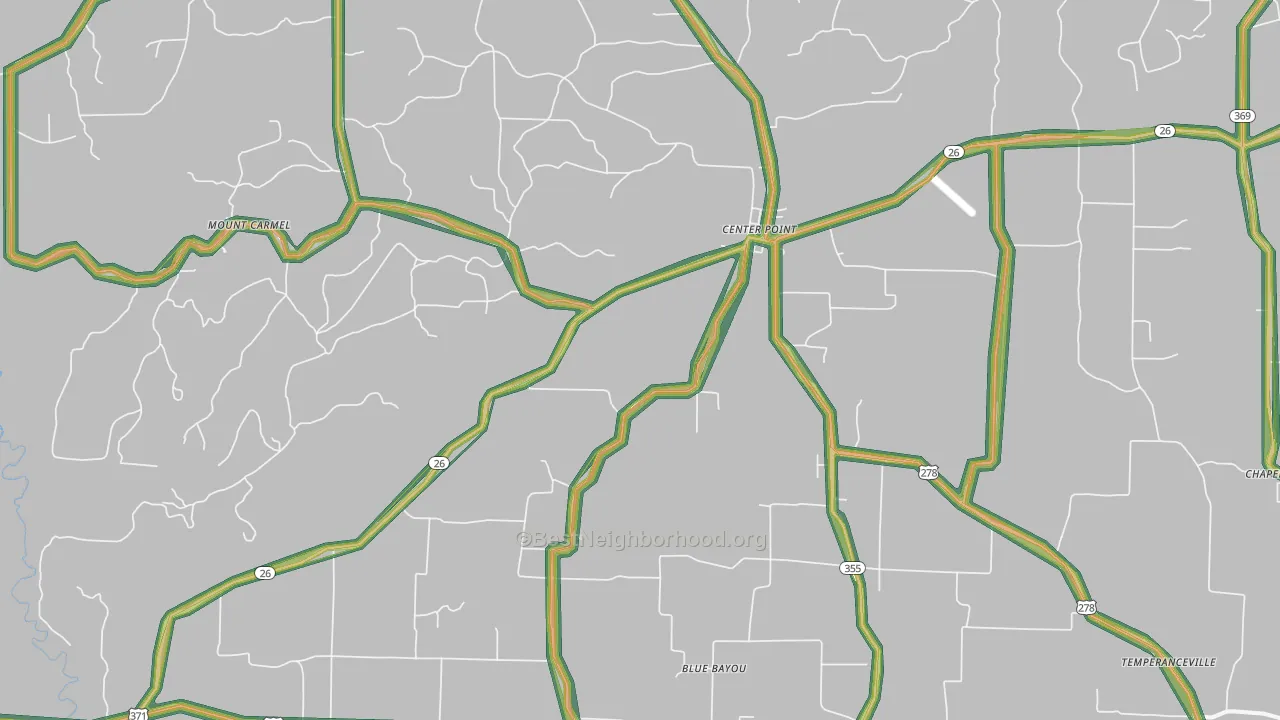 Center Point, AR Map of Noise Levels in Center Point