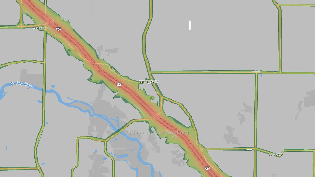 Center Point, IA Map of Noise Levels in Center Point