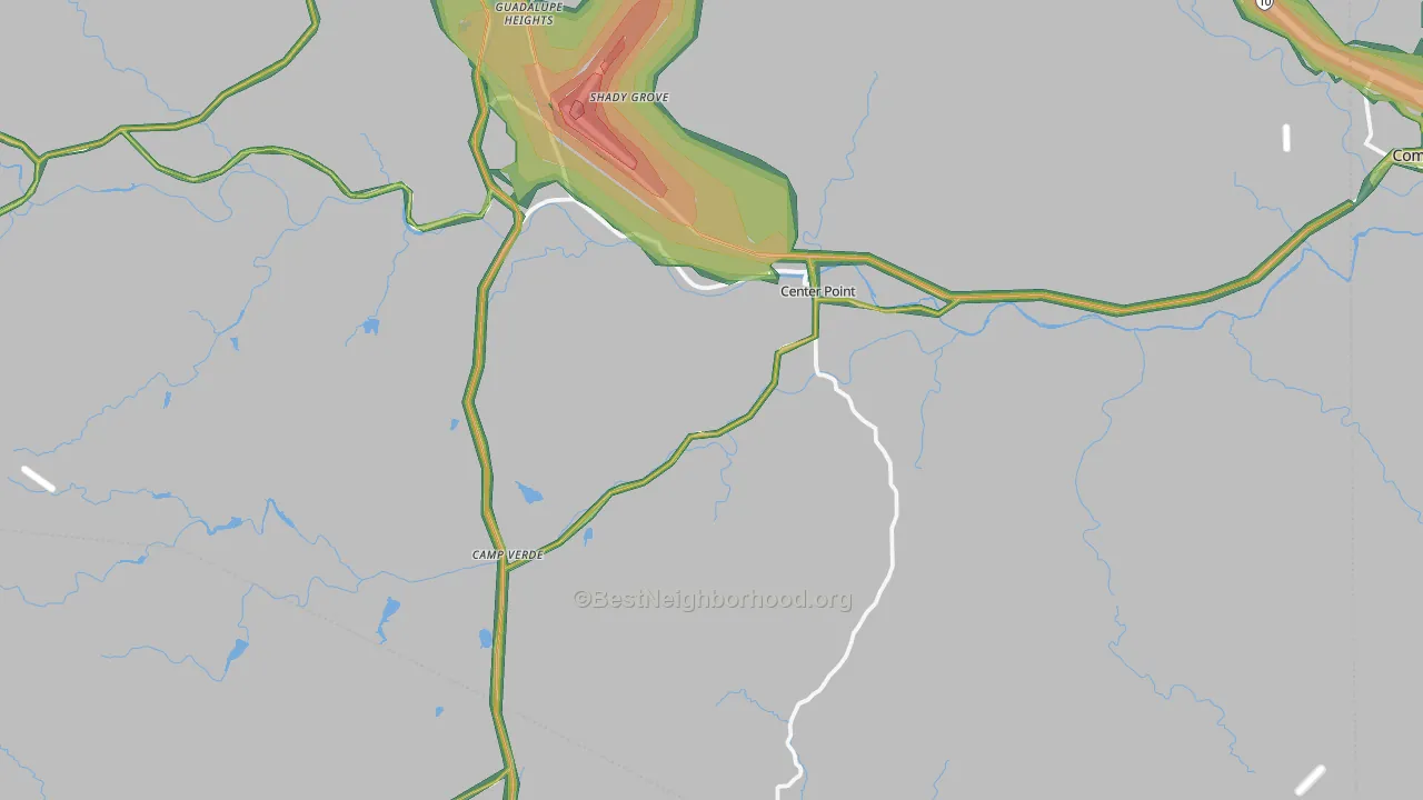 Center Point, TX Map of Noise Levels in Center Point