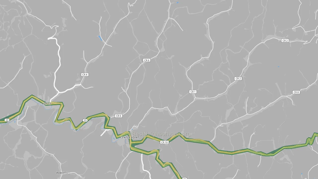 Center Point, WV Map of Noise Levels in Center Point