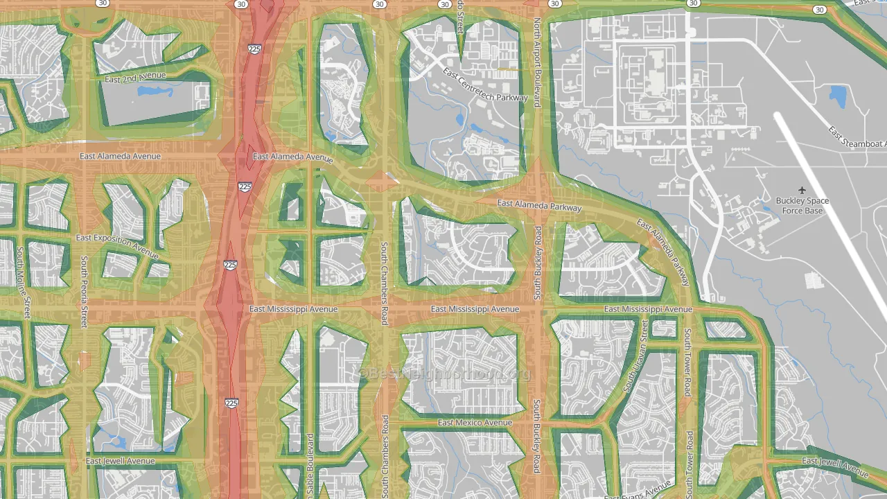 Center Pointe, Aurora, CO Map of Noise Levels in Center Pointe
