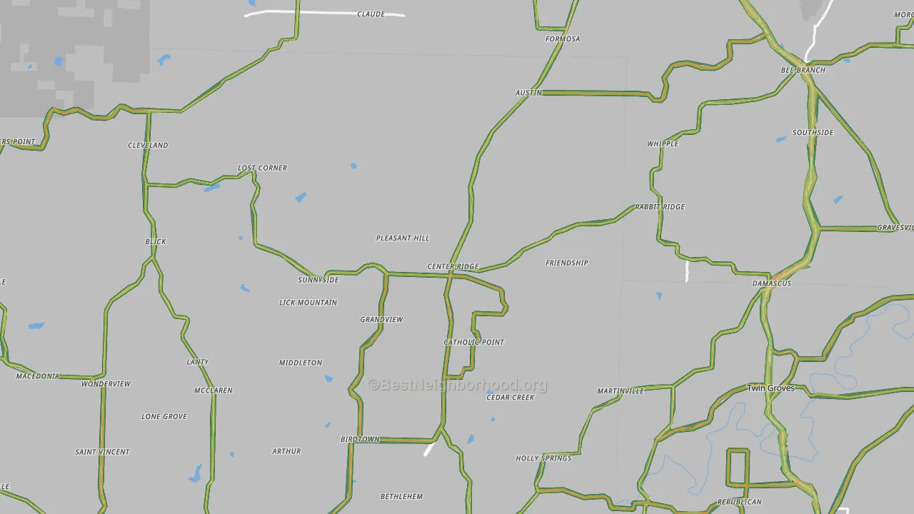 Center Ridge, AR Map of Noise Levels in Center Ridge