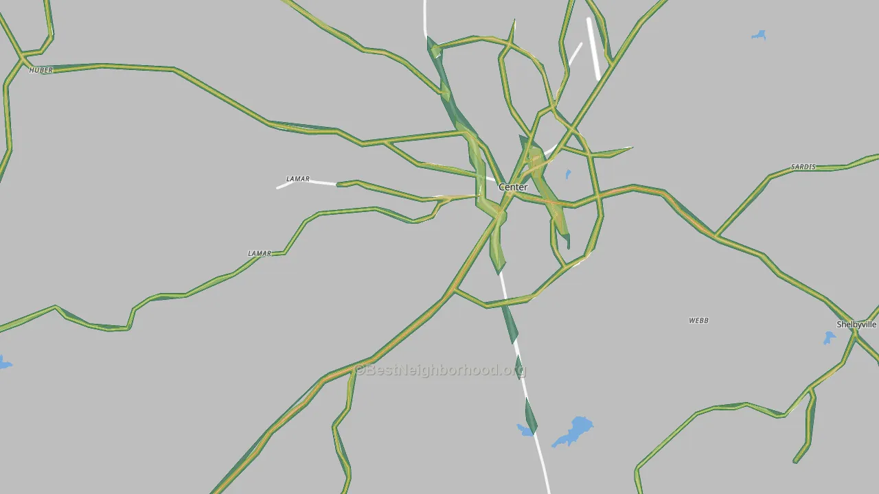 Center, TX Map of Noise Levels in Center