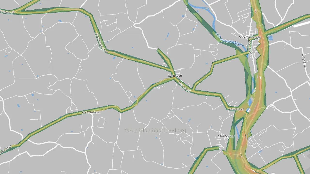 Centerport, PA Map of Noise Levels in Centerport