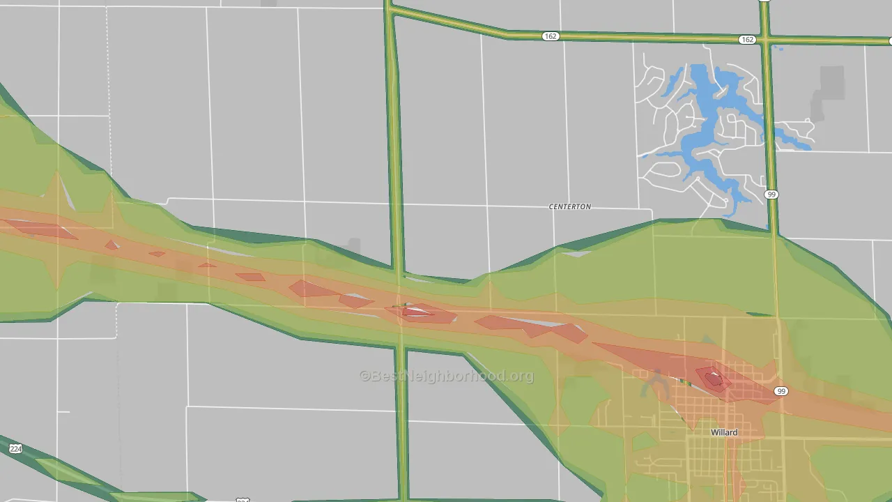 Centerton, OH Map of Noise Levels in Centerton