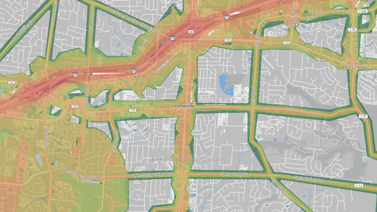 Centerville Historic District, Centerville, OH Map of Noise Levels in Centerville Historic District