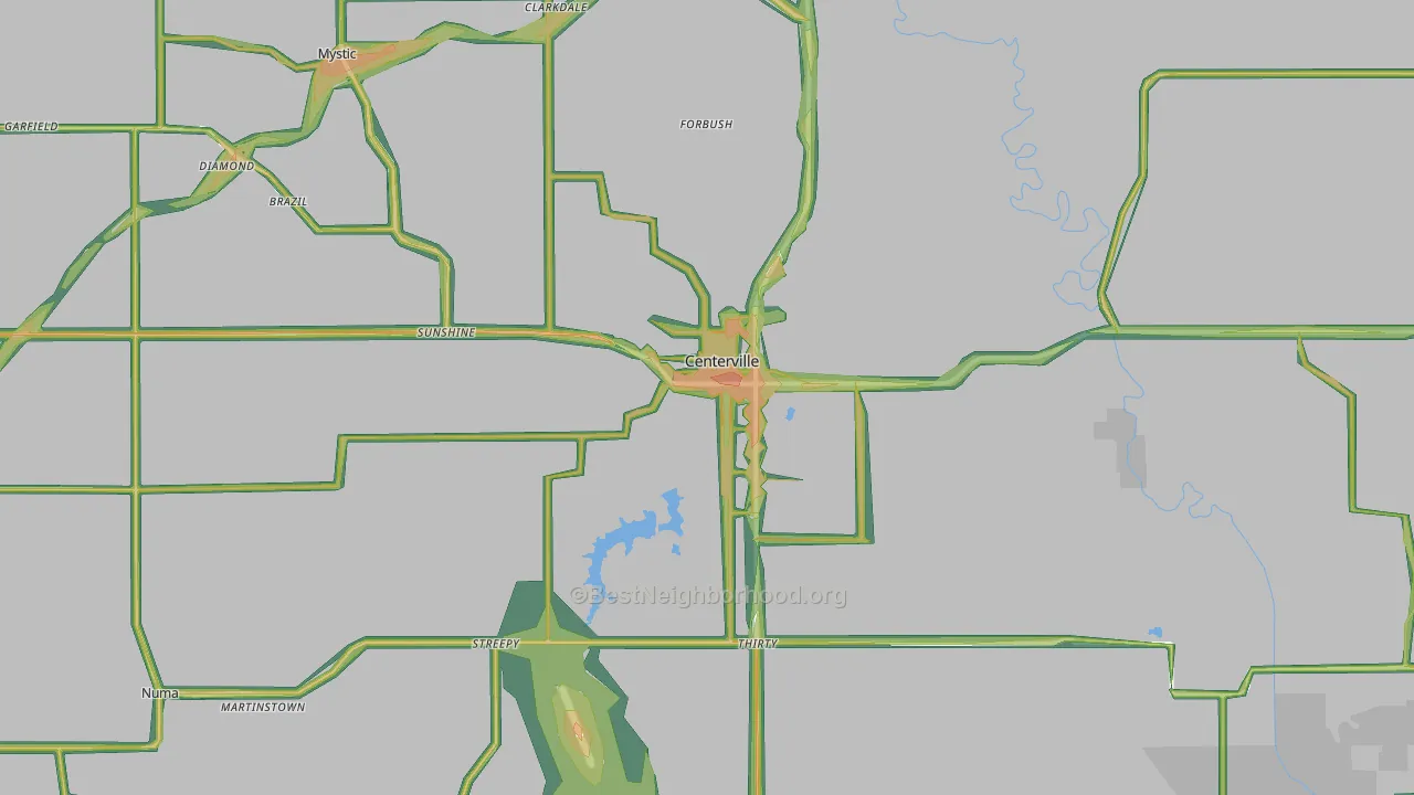 Centerville, IA Map of Noise Levels in Centerville