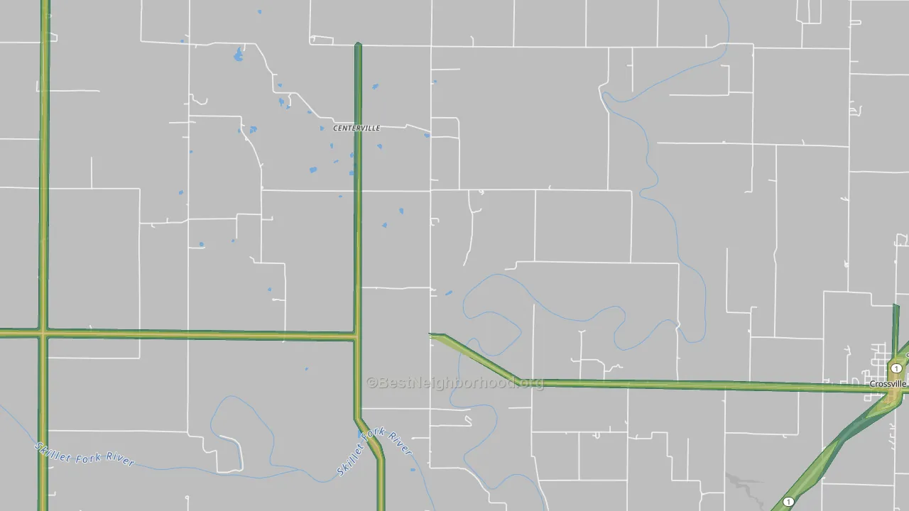 Centerville, IL Map of Noise Levels in Centerville