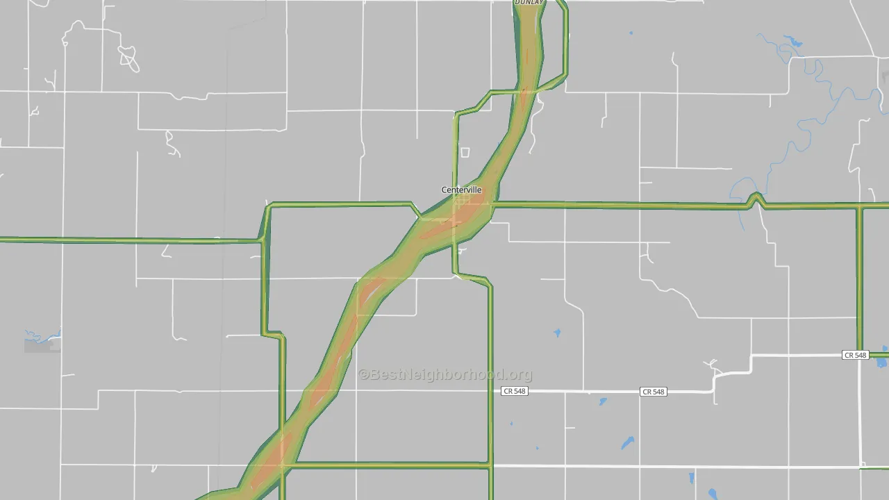Centerville, KS Map of Noise Levels in Centerville