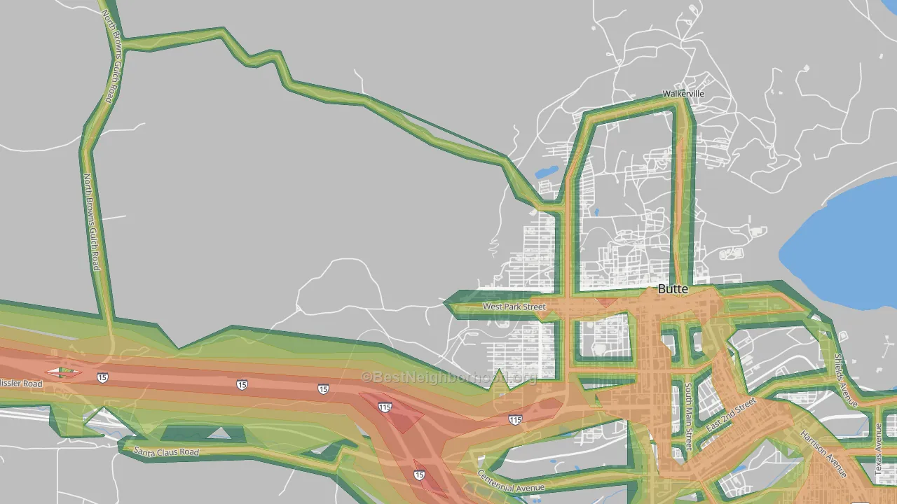 Centerville, MT Map of Noise Levels in Centerville
