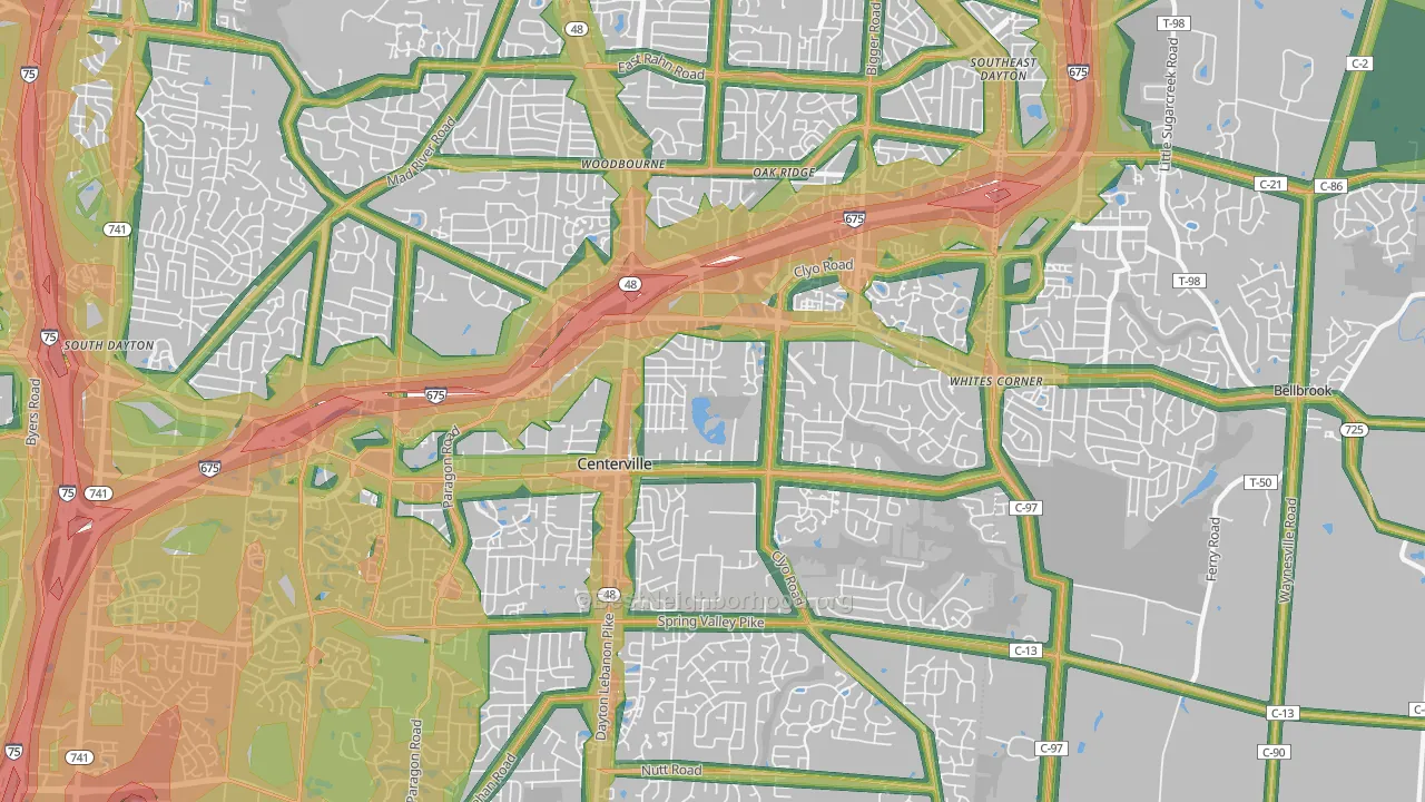 Centerville, OH Map of Noise Levels in Centerville
