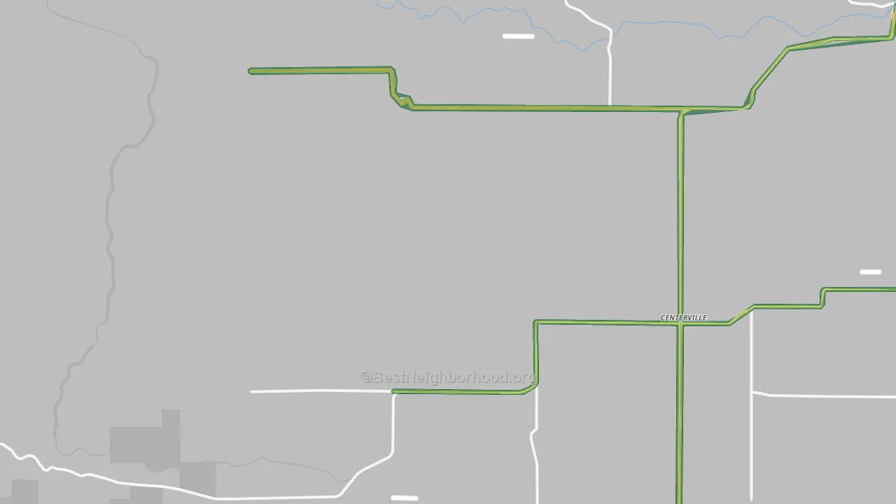 Centerville, WA Map of Noise Levels in Centerville