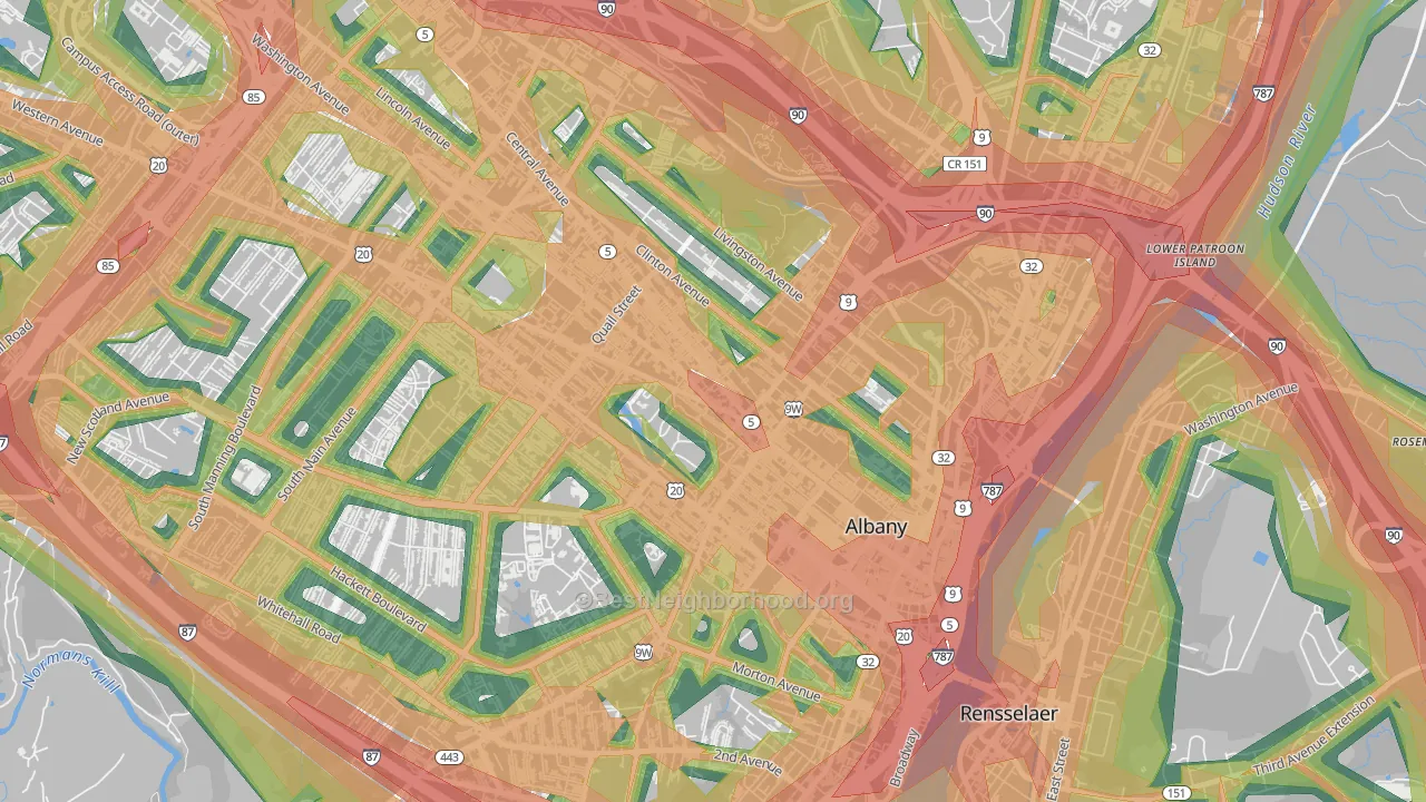 Central Ave, Albany, NY Map of Noise Levels in Central Ave