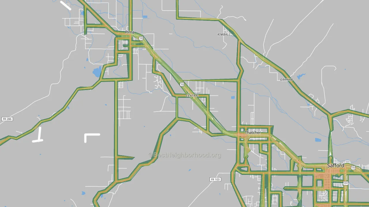Central, AZ Map of Noise Levels in Central