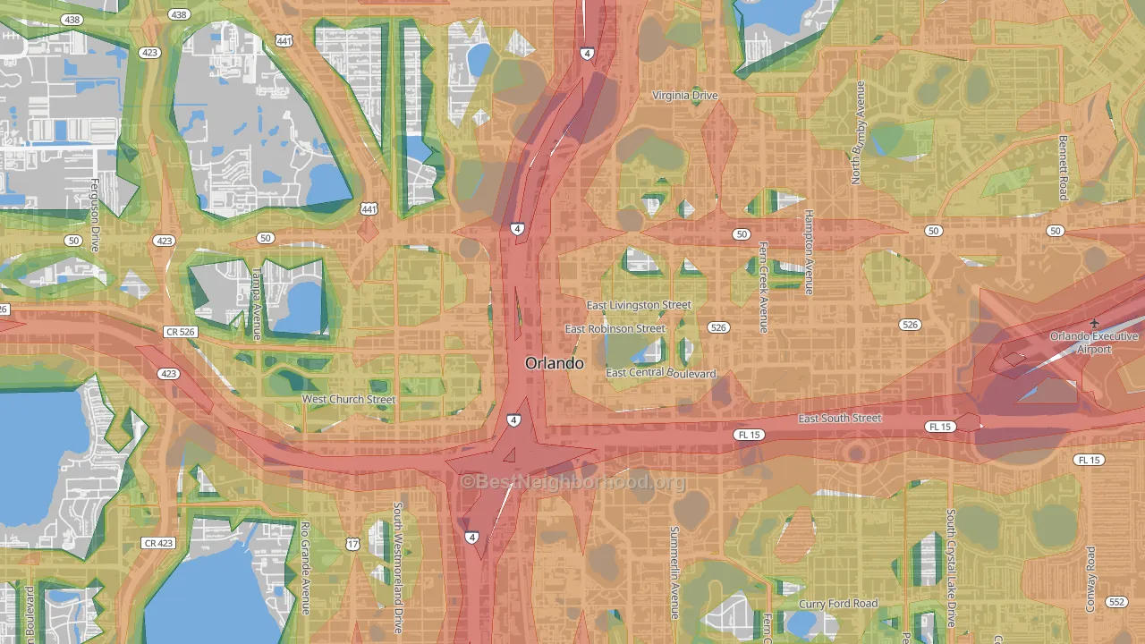 Central Business District, Orlando, FL Map of Noise Levels in Central Business District