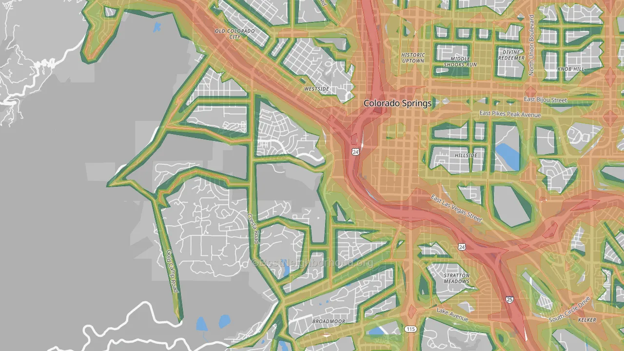 Central Colorado City, Colorado Springs, CO Map of Noise Levels in Central Colorado City