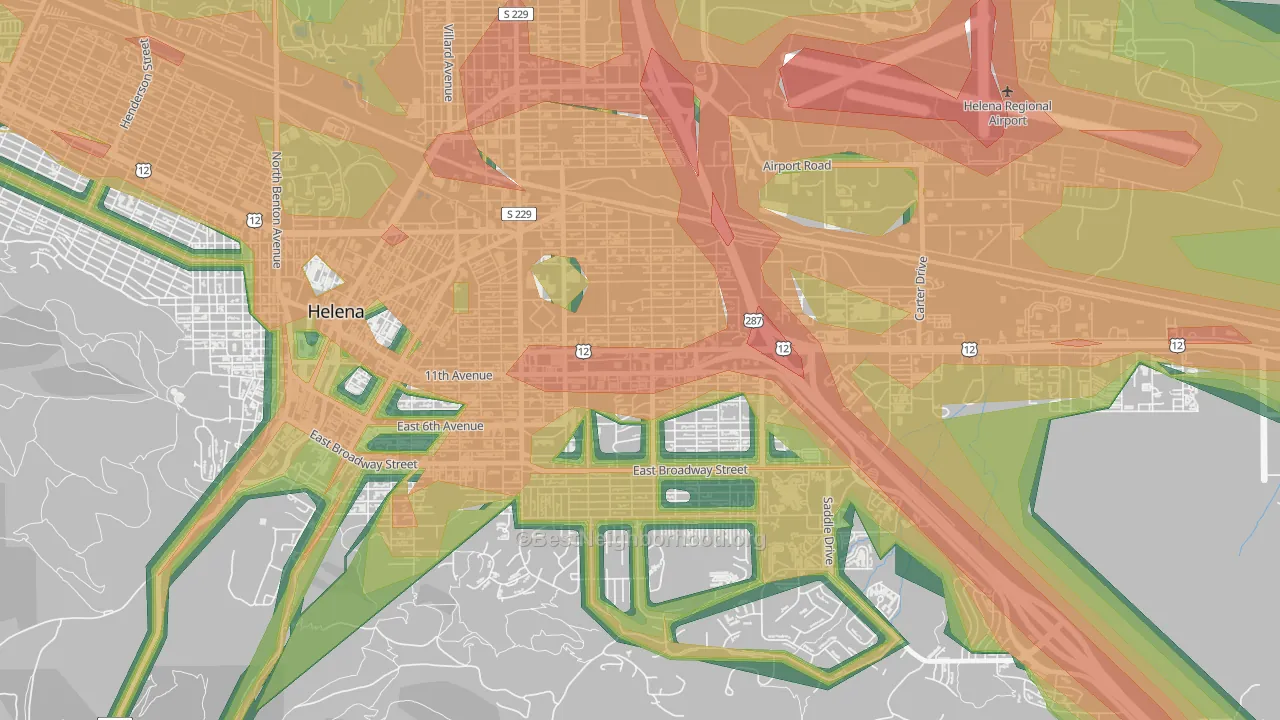 Central, Helena, MT Map of Noise Levels in Central