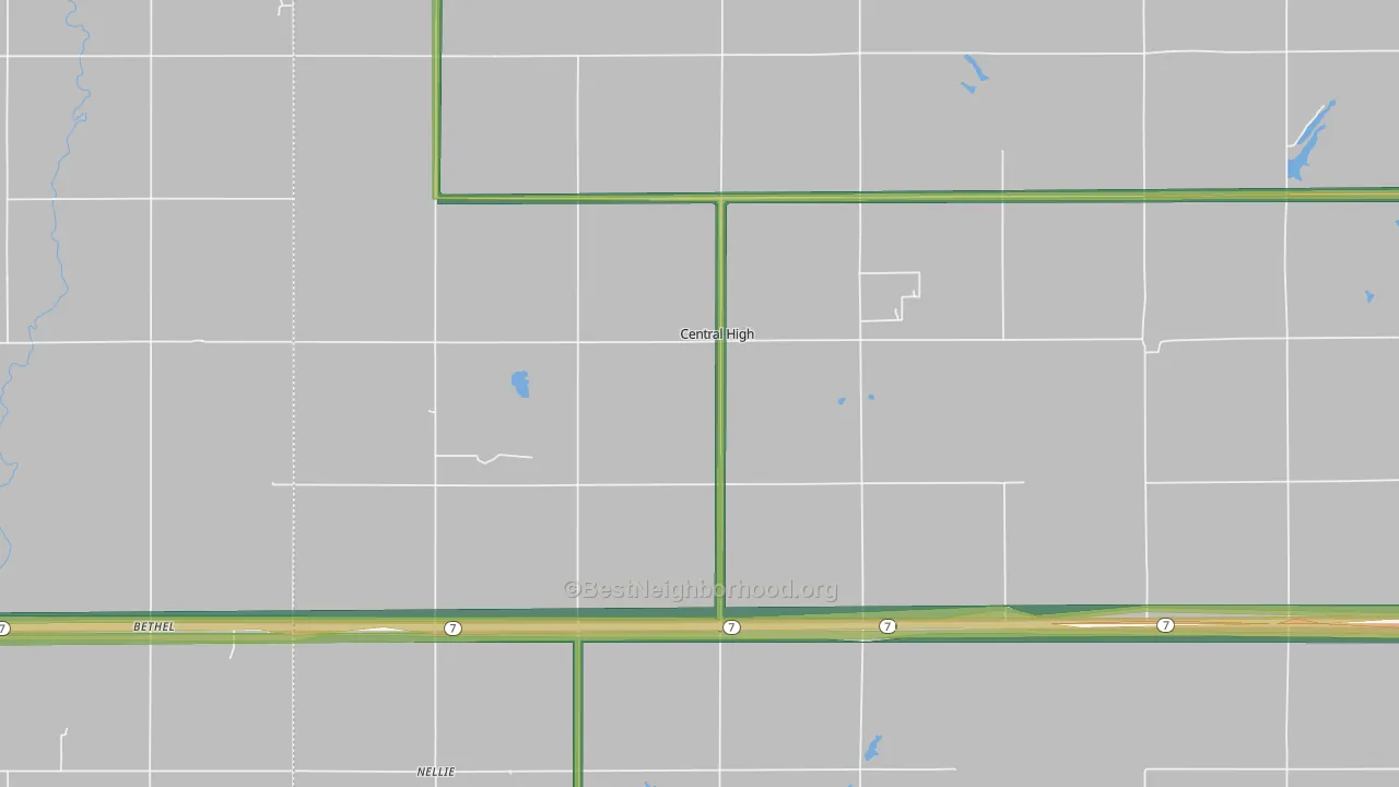 Central High, OK Map of Noise Levels in Central High