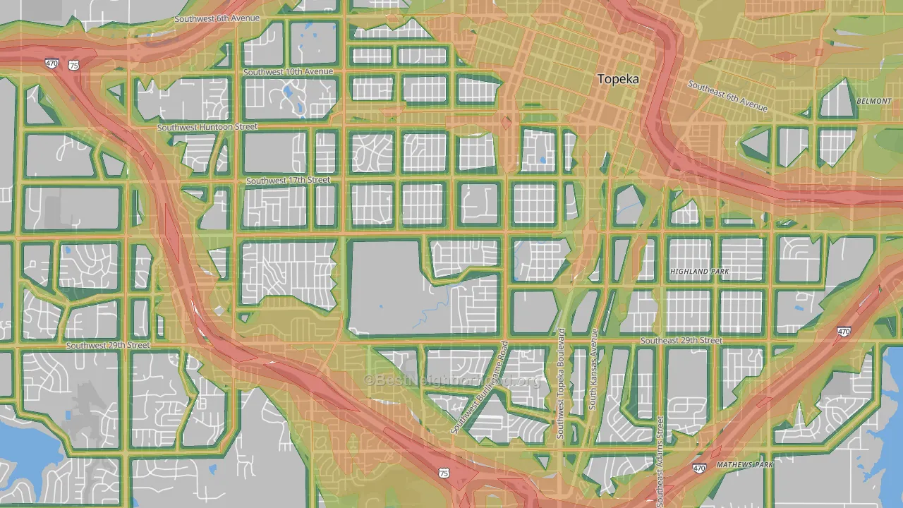 Central Topeka 2, Topeka, KS Map of Noise Levels in Central Topeka 2