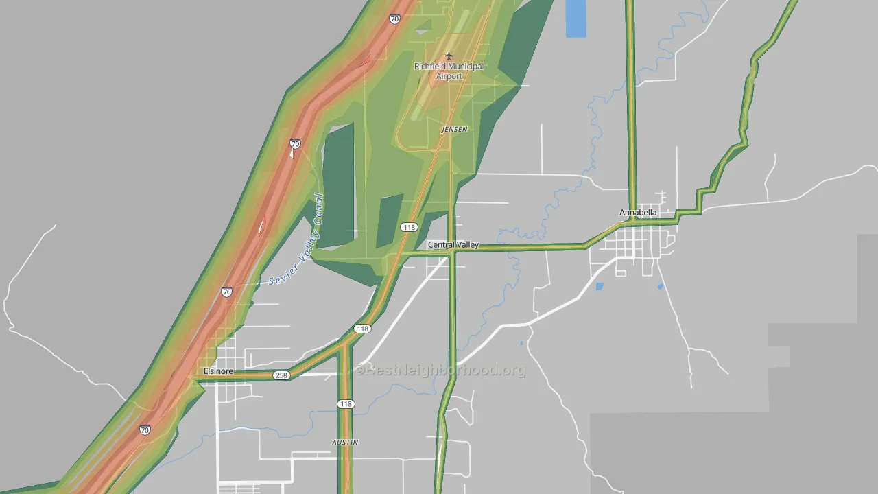 Central Valley, UT Map of Noise Levels in Central Valley