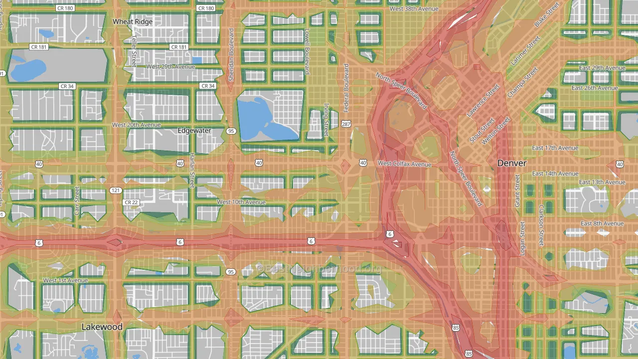 Central West Denver, Denver, CO Map of Noise Levels in Central West Denver