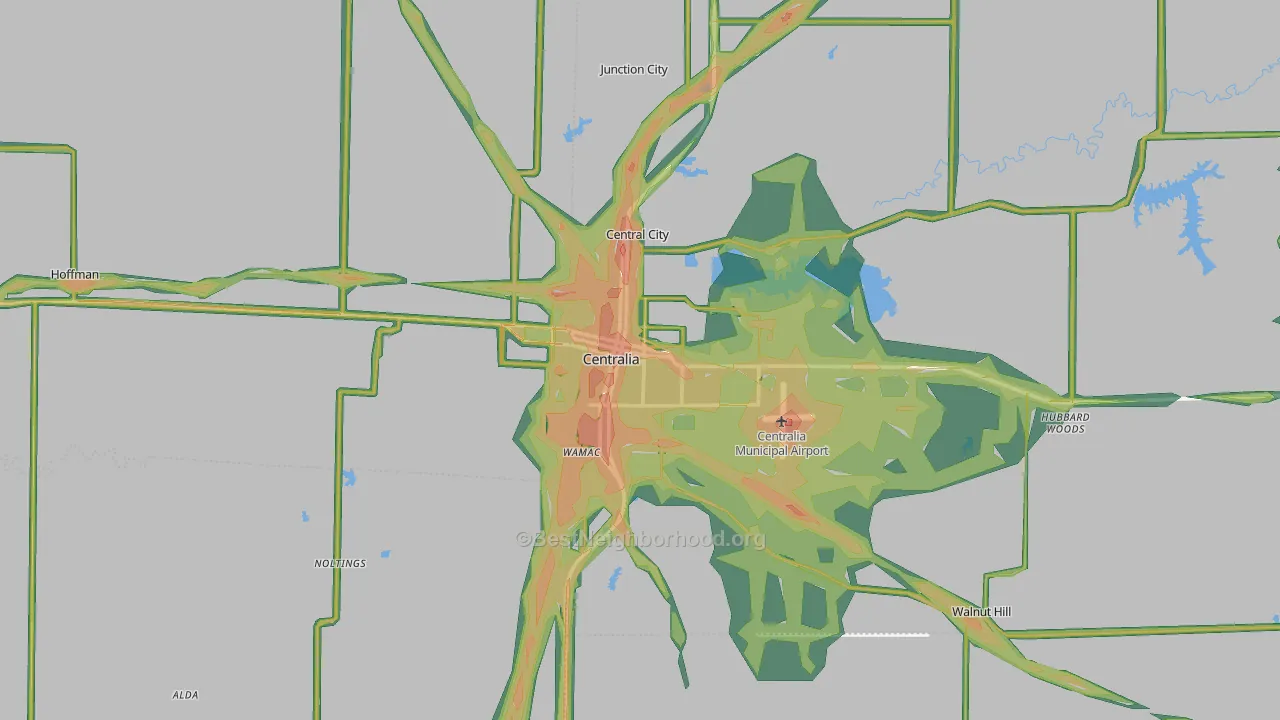 Centralia, IL Map of Noise Levels in Centralia