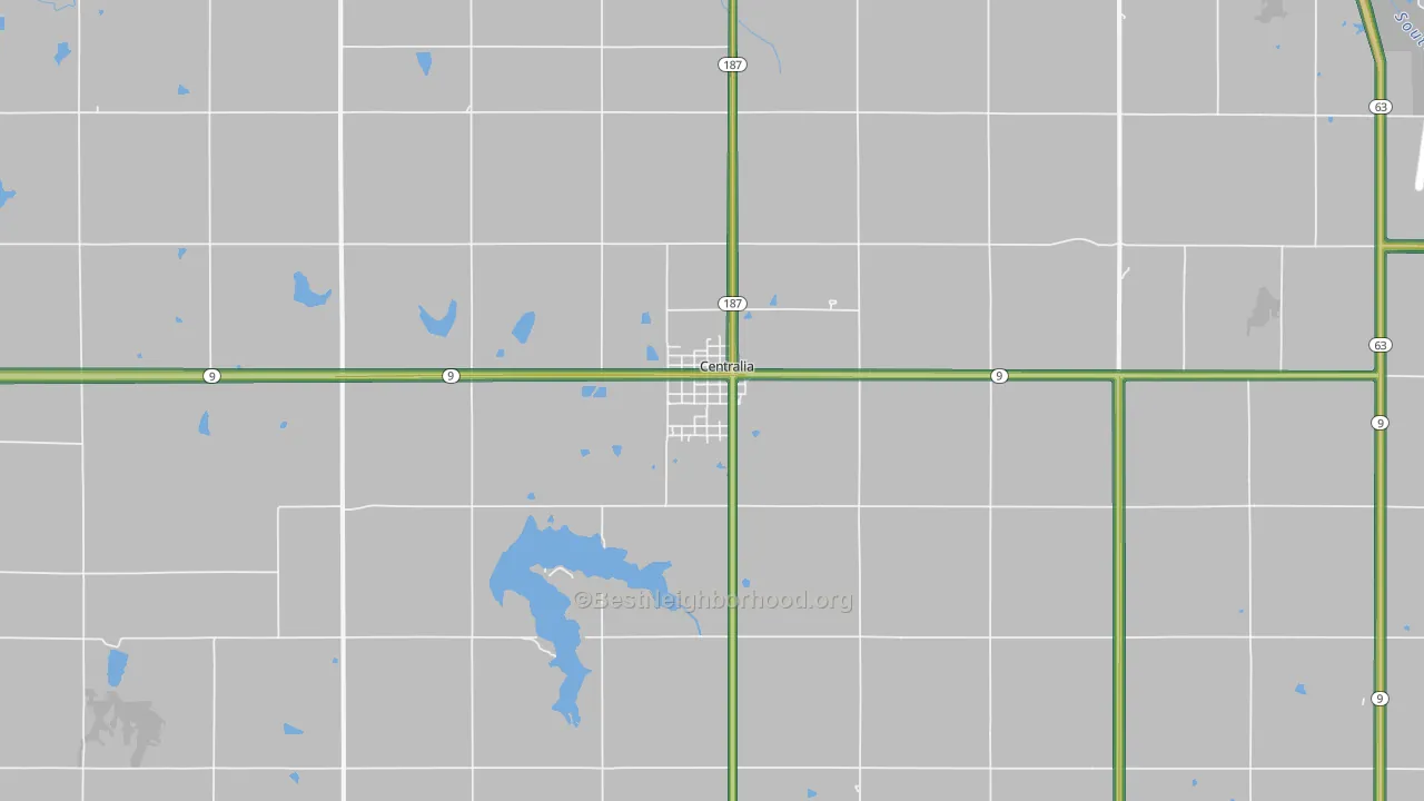 Centralia, KS Map of Noise Levels in Centralia