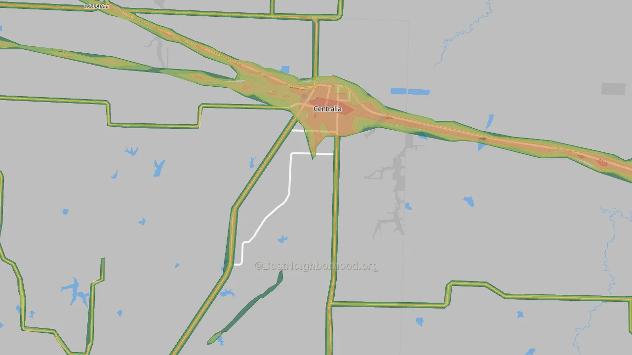 Centralia, MO Map of Noise Levels in Centralia