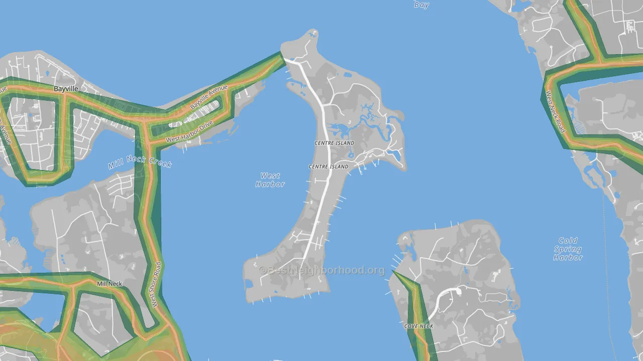 Centre Island, NY Map of Noise Levels in Centre Island